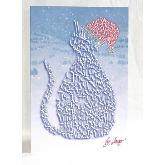Christmas Cat Calligraphy Card 2