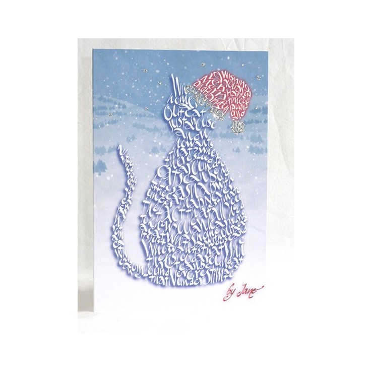 Christmas Cat Calligraphy Card