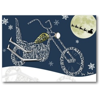 Vanhan koulun moottoripyörä - joulukortti