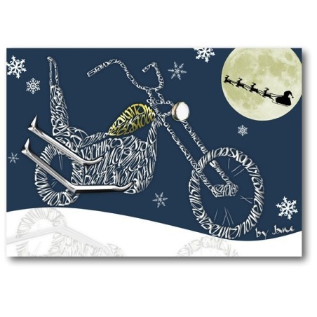 Vanhan koulun moottoripyörä - joulukortti