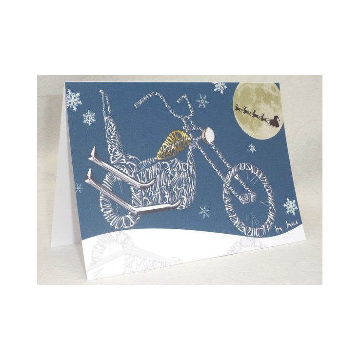 Old school motorcykel - julekort