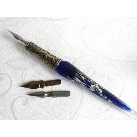 Silver Leaf Glass Calligraphy Pen & Ink