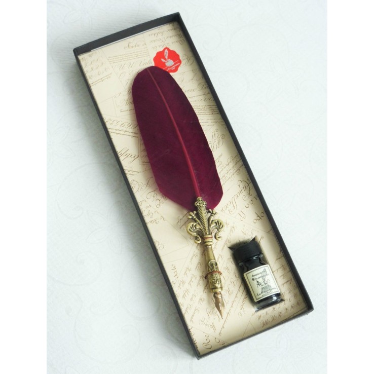 Flor de lis de canilla de la pluma y el conjunto de tintas -