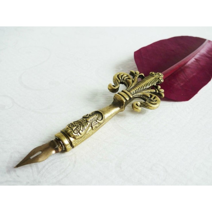 Flor de lis de canilla de la pluma y el conjunto de tintas -