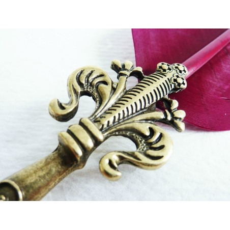 Fleur De Lys feather quill and ink set - Burgundy
