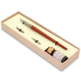 Trä och brons kalligrafi penna med bläck