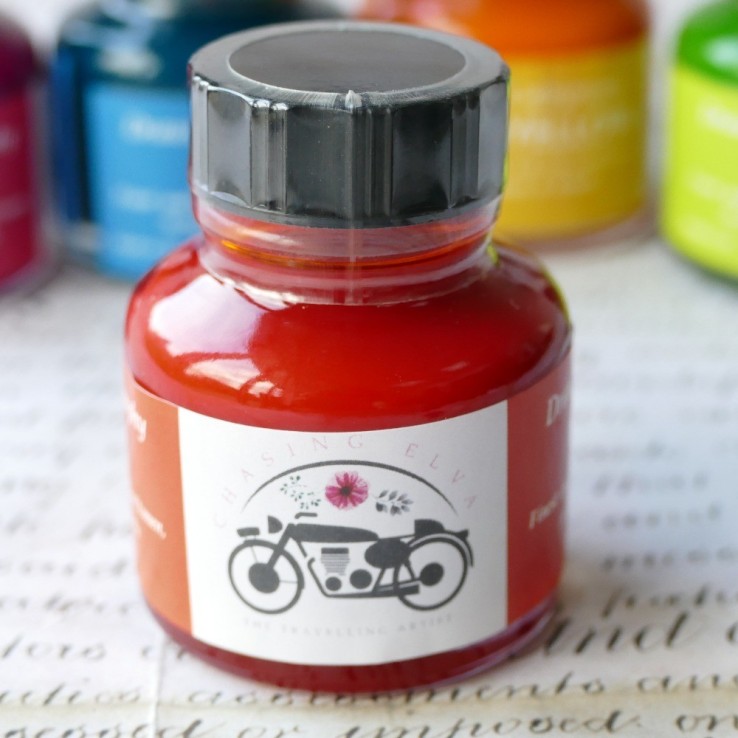 Orange akryltryckfärg