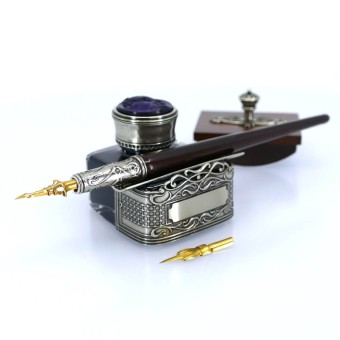 Houten kalligrafie bureauset - Hoek 2