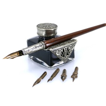 Kalligraphie-Schreibtischset aus Holz - Tiziano 2