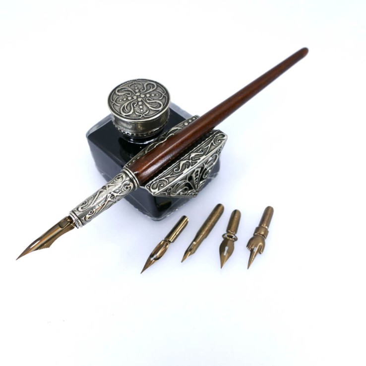 Set da scrivania per calligrafia in legno - Tiziano