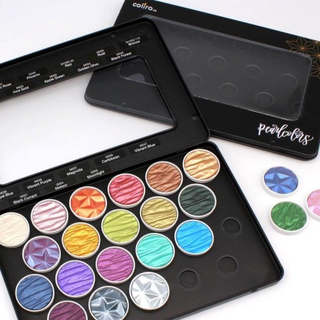 Black Metal Palette Box para 22 Coliro Pearlcolors