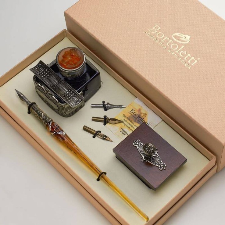 Glas pen kalligrafi skrivebordssæt - Priuli