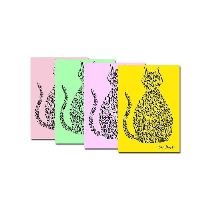 Tarjetas de gato - colores pastel
