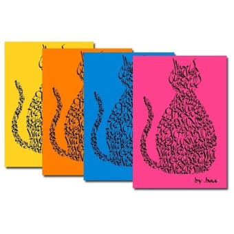 Cartes chat - couleurs vives