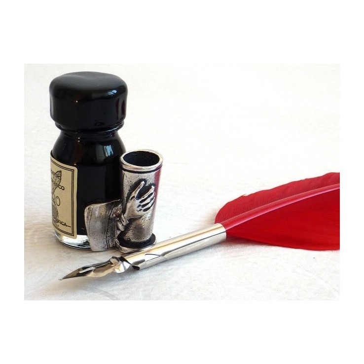 Bolígrafo caligráfico pluma roja - pequeño