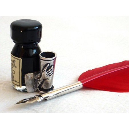 Stylo calligraphie plume rouge - petit