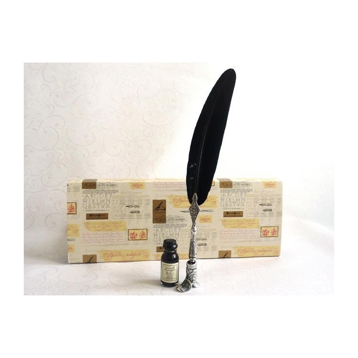 Schwarzer Federstift, Stiefelhalter & Tinte